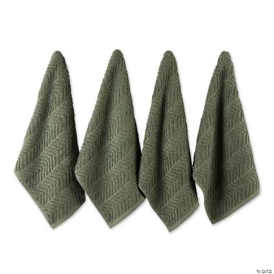 DII Luxury Barmop Geschirrtuch-Set - 4 Stück - 40,6 X 48,3 Cm - 100 % Baumwolle - Chevron Muster In Stone