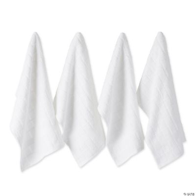 Solid White Windowpane Terry Dishtowel 4 Piece | Oriental Trading