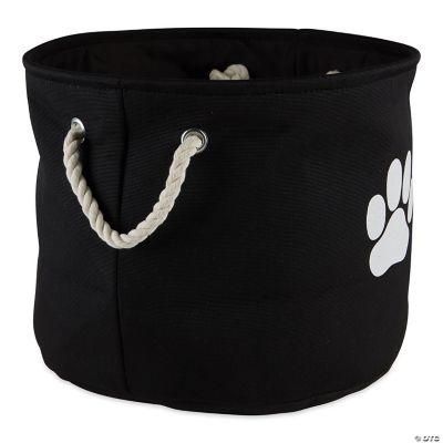 Polyester Pet Bin Paw Black Round Medium Oriental Trading