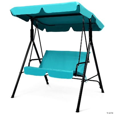 Costway Loveseat Patio Canopy Swing Glider Hammock Cushioned Blue