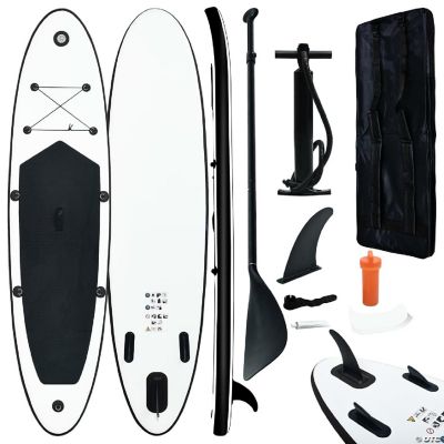 vidaXL Inflatable Stand up Paddle Board Set Black and White Oriental