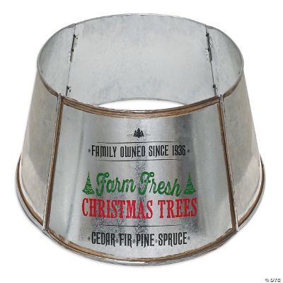 Metal Christmas Tree Collar 18" Galvanized Tin Metal Rustic Bucket