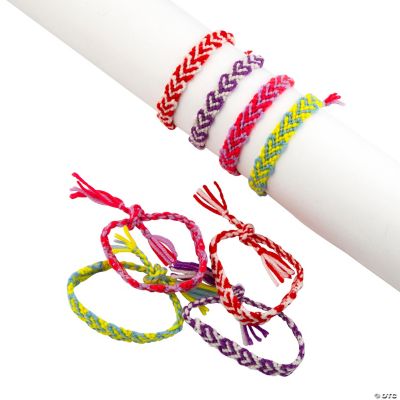 11" Valentine's Day Woven Heart Friendship Bracelets - 12 Pc.