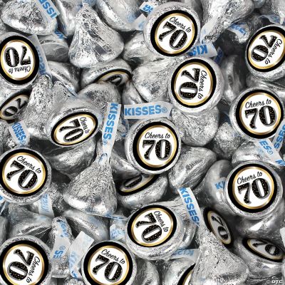 75 Pcs 70th Birthday Candy Hershey's Kisses Milk Chocolate (0.75lb
