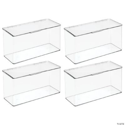mDesign Kitchen Pantry/Fridge Storage Organizer Box - Hinged Lid, 4 Pack,  Clear