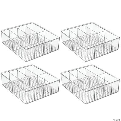 mDesign Plastic Extra Wide Divided Kitchen Organizer Box, 4