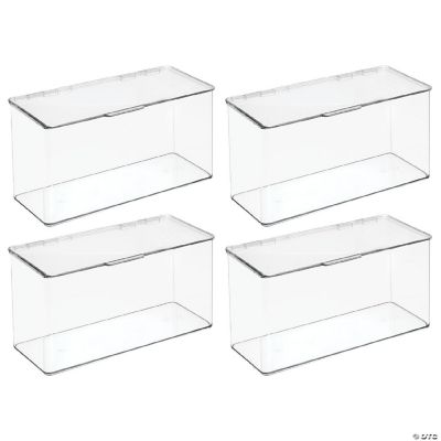 mDesign Plastic Bathroom Storage Organizer Box with Hinged Lid 4 Pack