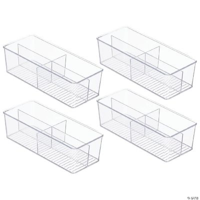 mDesign Plastic Kitchen Divided Storage Organizer Bin, 4 Pack