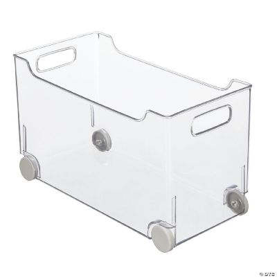 mDesign Plastic Kitchen Storage Bin Box with Rolling Wheels/Handles