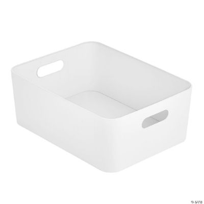 mDesign Large Metal Storage Container Bin Basket with Handles for