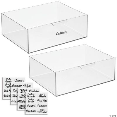 mDesign Plastic Bathroom Storage Organizer Bin and Labels for