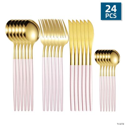 24pcs/Set Stainless Steel Cutlery; Portuguese Cutlery Spoon; Western