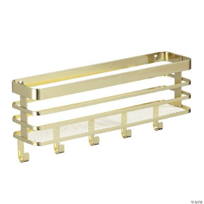 mDesign Metal Wall Mounted Mail Organizer and Key Holder, 5 Hooks, Soft Brass Oriental Trading