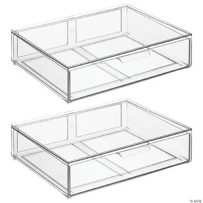 mDesign Wide Stackable Plastic Drawer Organizer Bin for Bathroom, 2 ...