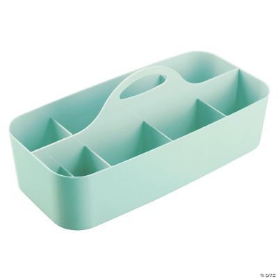mDesign Plastic Divided Crafting Storage Organizer Caddy with Handle, Mint  Green