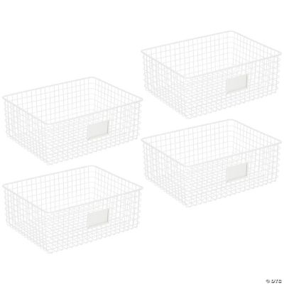 mDesign Wide Steel Kitchen Organizer Basket with Label Slot, 4 Pack