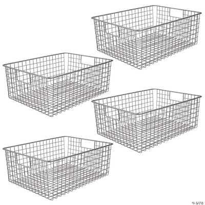 mDesign Metal Wire Food Organizer Basket, BuiltIn Handles, 4 Pack