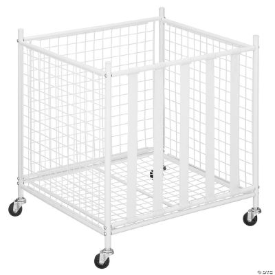 mDesign Metal Rolling Sports Equipment Storage Holder Rack with 4