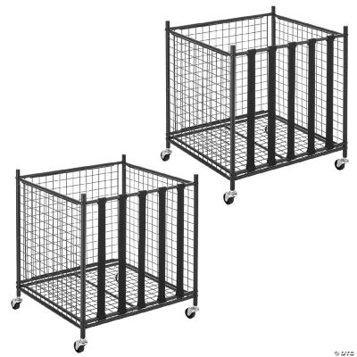 mDesign Metal Rolling Sports Equipment Storage Holder Rack 2 Pack