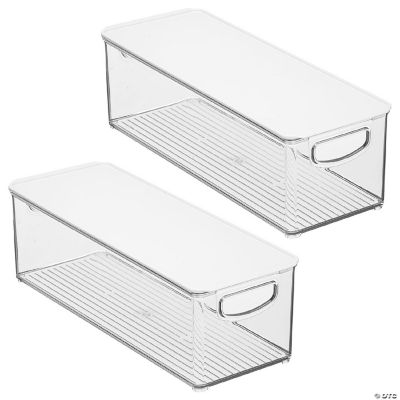 mDesign Slim Plastic Kitchen Storage Bin Box, Lid/Handles, 2 Pack