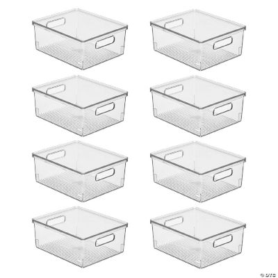 mDesign Large Plastic Stackable Kitchen Storage Box, Handles, Lid, 8 ...