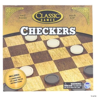Classic Games Wood Checkers Set Board & 25 Game Pieces | Oriental Trading