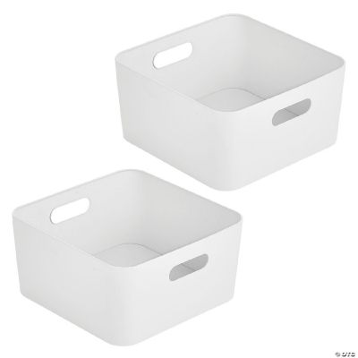 mDesign Medium Metal Storage Container Bin Basket with Handles, 2 Pack, White Oriental Trading