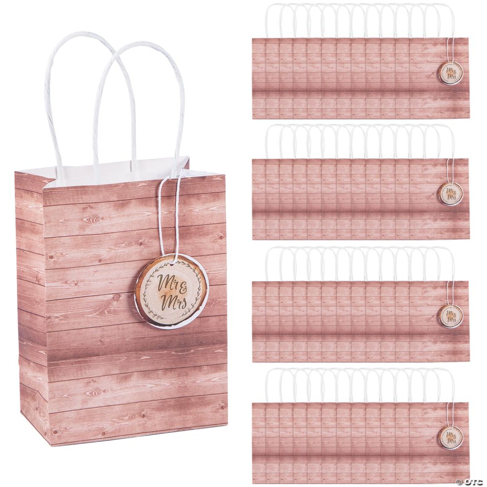 Bulk 48 Pc. Small Rustic Wedding Gift Bags with Tag