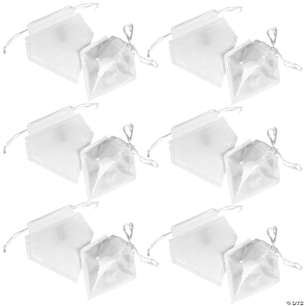 Bulk 48 Pc. White Metallic Drawstring Favor Bags