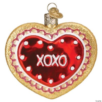 Old World Christmas Heart Cookie Glass Ornament FREE BOX 3 inch