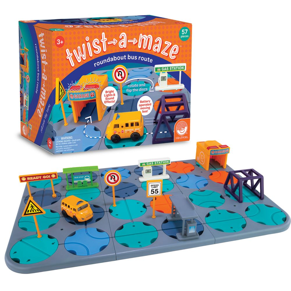 Twist-a-Maze Roundabout Bus Route Toddler Puzzle Track Vehicle Set From MindWare