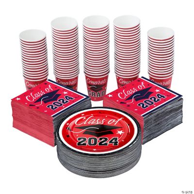 Bulk 400 Pc. Class of 2024 Red Disposable Tableware Kits for 100