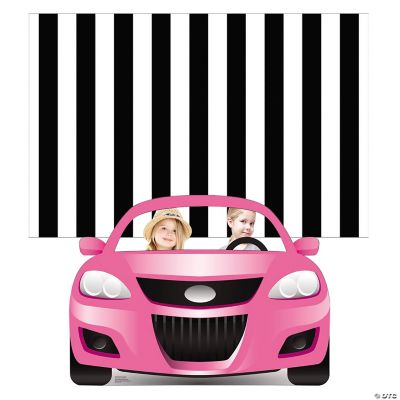 Cute Cars Grey White Stripes Boy Round Backdrop Kit