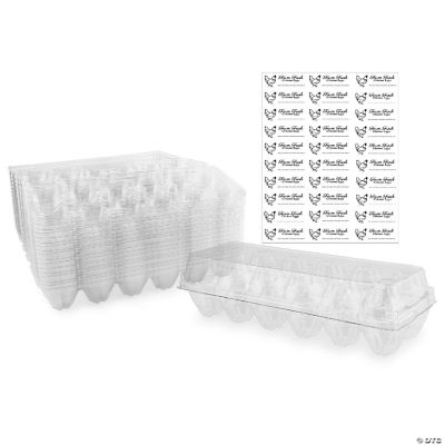 Clear Plastic Egg Cartons (20Pack); TriFold Containers for One Dozen