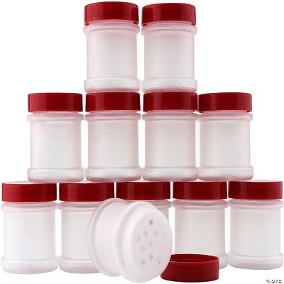 Mini Plastic Spice Jars w/Sifters (12-Pack, Red); 2 Tablespoon Capacity (1  Fluid Ounce) Spice Bottles Great for Travel, Glitter, Gifts, Favors, Etc.