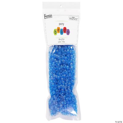 EBL Pony Bead 6x9mm Glitter Blue 750pc | Oriental Trading