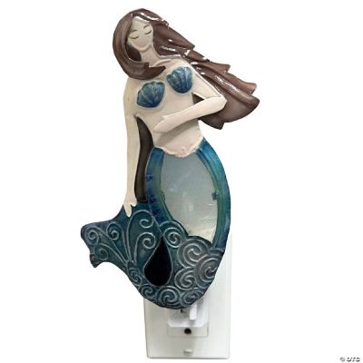 Bamboo Source Blue Mermaid Capiz Shell Plug in Night Light 7 Inch