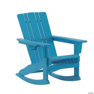 Merrick Lane Ridley Adirondack Rocking Chair with Cup Holder, Weather