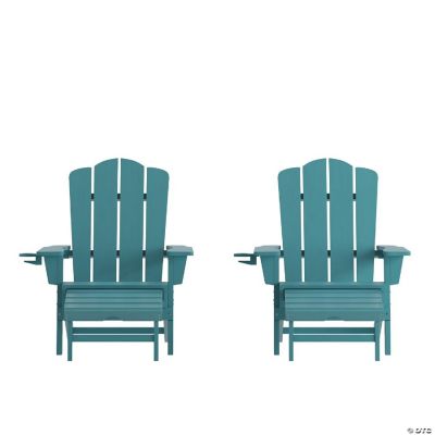 Merrick Lane Nassau Poly Resin Adirondack Chair with Cup Holder and