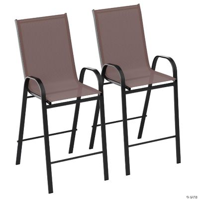Merrick Lane Set of 2 Manado Series Bar Height Patio Chairs Brown Flex Comfort Material