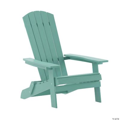 Merrick Lane Riviera Poly Resin Folding Adirondack Lounge Chair Sea