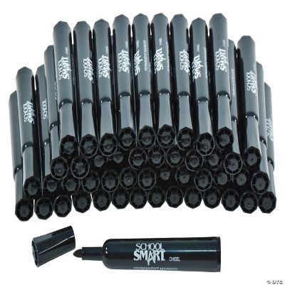 School Smart NonToxic Permanent Markers, Broad Chisel Tip, Black, Pack of 48 Oriental Trading