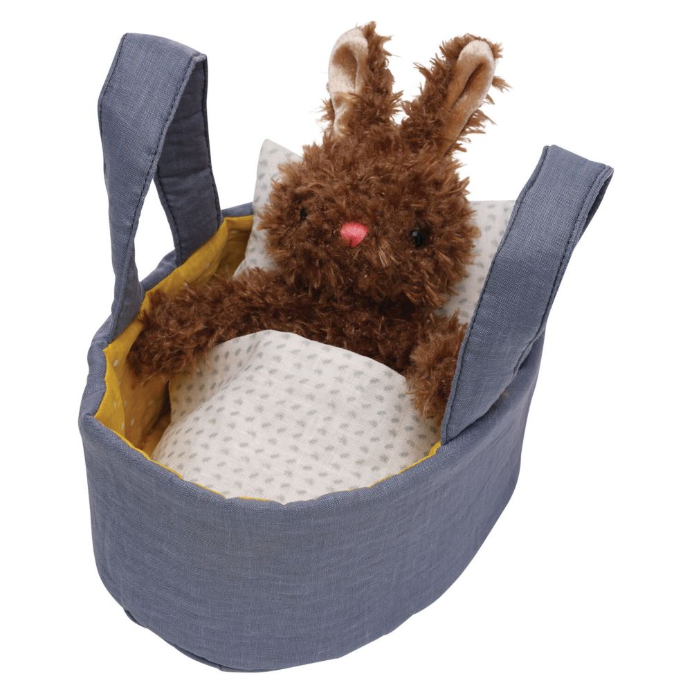 Moppettes Beau Bunny Stuffed Animal in Bassinet From MindWare
