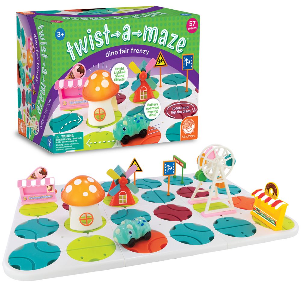 Twist-a-Maze Dino Fair Frenzy Toddler Puzzle Track Vehicle Set From MindWare
