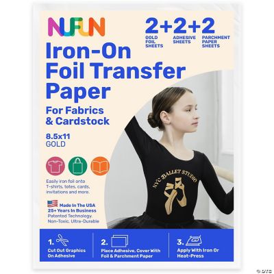 NuFun Activities Iron On Foil Transfer Sheets Gold Kit 8.5 x