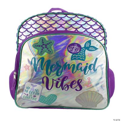Mermaid Tail Girls Iridescent School Backpack Bag (One Size, Purple