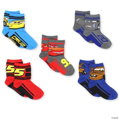Disney Cars 3 Boys Toddler 5 pack Crew Socks (Shoe 104 (Sock 68