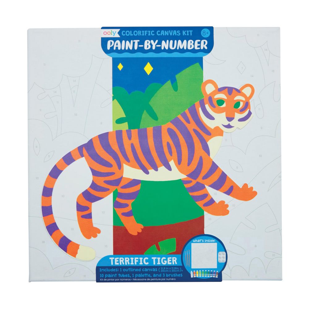 OOLY Terrific Tiger Canvas Paint by Number Kit From MindWare