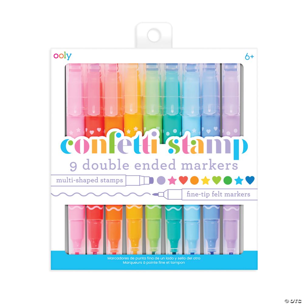 Ooly Set of 9 Confetti Stamp Double-Ended Markers From MindWare