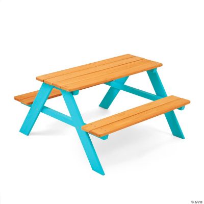 Teamson Kids Outdoor Picnic Table & Chair Set Wood / Aqua Oriental Trading